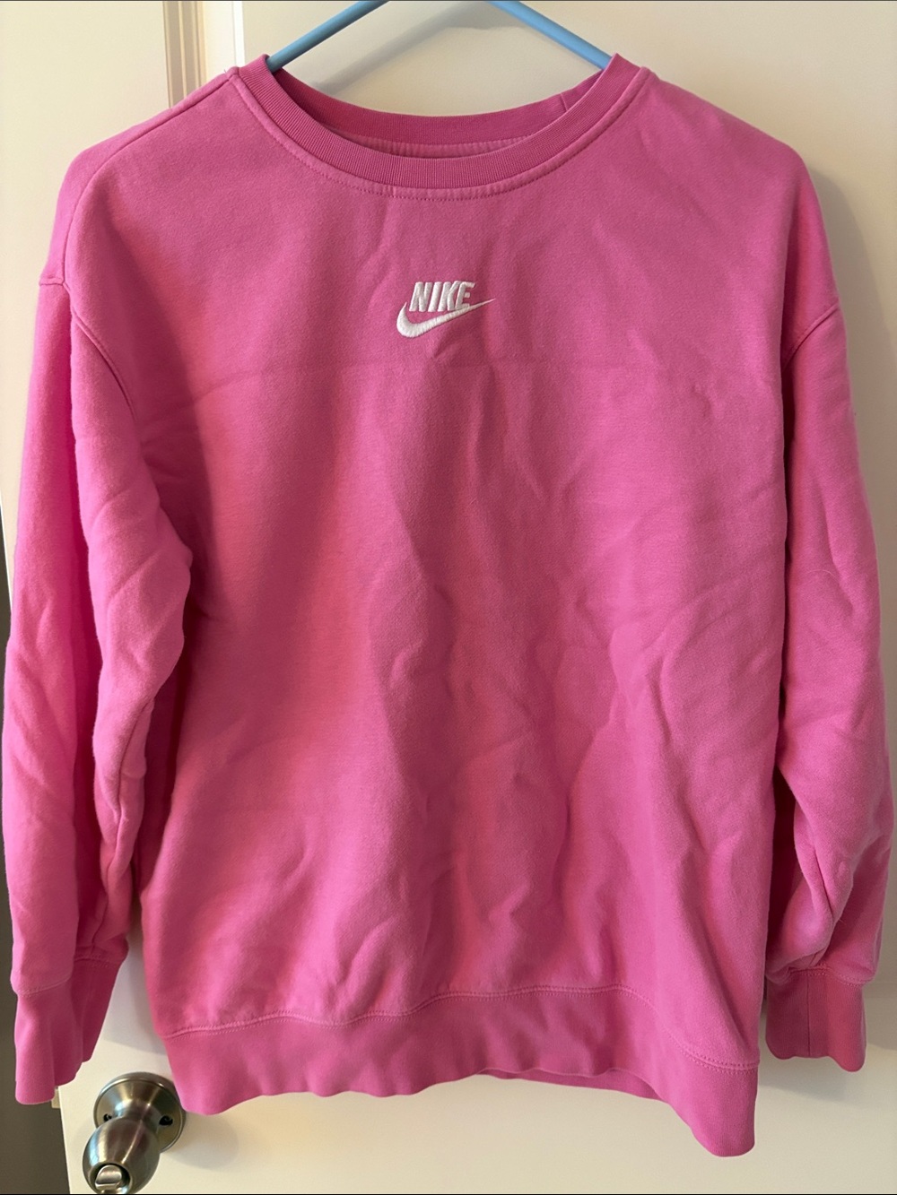 Nike Pink Crew Sweatshirt with Embroidered Swoosh
